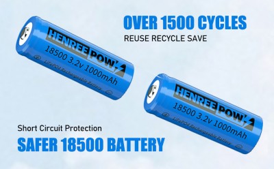 Henreepow 18500 wiederaufladbare Batterie, 3,2 V Lifepo4 Lithiumphosphat Batterie 1000mAh für Outdoo