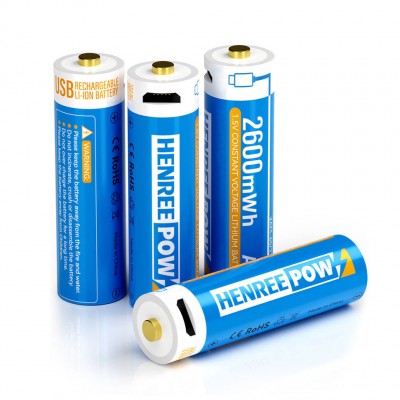 Henreepow wiederaufladbare AA 2600 Lithium -Batterien